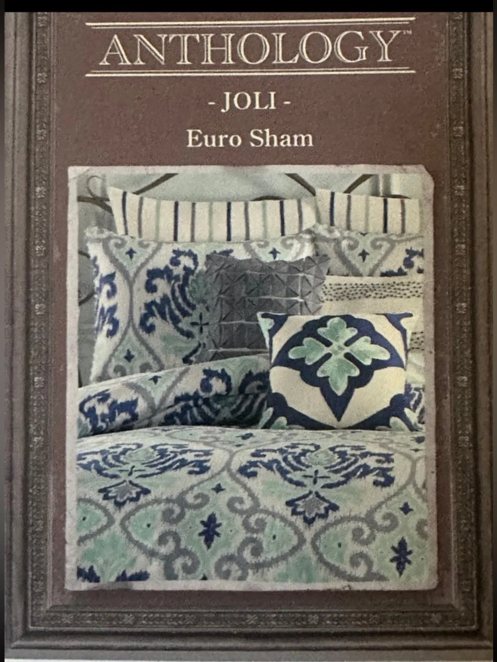 NWT Soft Cotton Jolie European Pillow Shams – Blue, Mint & Grey Stripes Set of 2